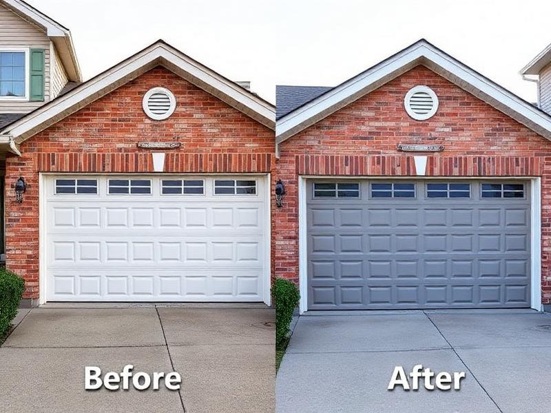 Modern energy-efficient garage door on beautiful home exterior showing investment value